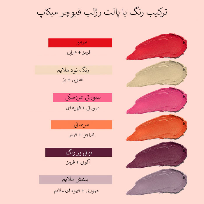 ترکیب رنگ با پالت رژلب فیوچر میکاپ FU9201